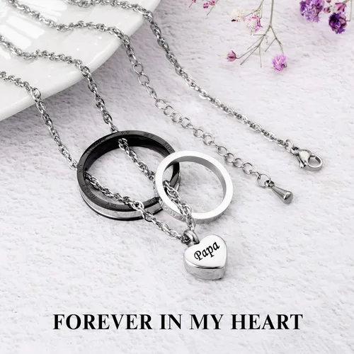 Miniatura 44 de XIUDA Collar de urna de cremación para cenizas, recuerdo tallado con recuerdo eterno de acero inoxidable, joyería conmemorativa para cenizas