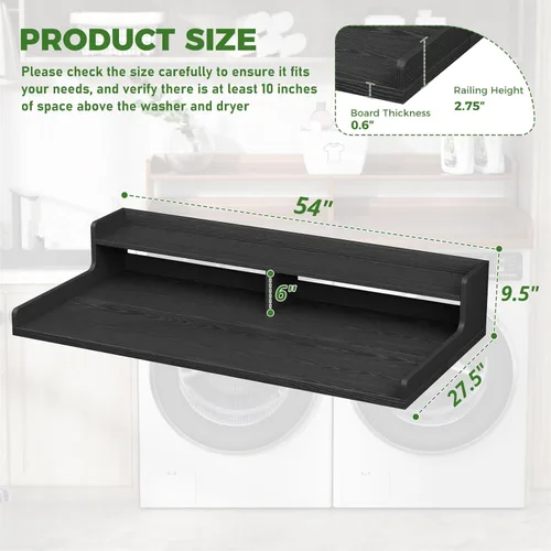 Miniatura 2 de VOPEAK Encimera para lavadora y secadora con estante, encimera superior para lavadora y secadora de 2 niveles, encimera espaciosa para lavandería