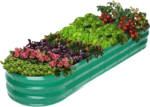 Miniatura 8 de GADI Kit de cama de jardín elevada para verduras, macetas de metal galvanizado con flores, diseñadas para facilitar el bricolaje y la limpieza,