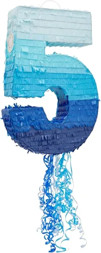 Miniatura 8 de BLUE PANDA Cuerda de 6 piñatas – Azul degradado 16.5 x 11.3 x 3 pulgadas – Piñata número 6 para decoraciones de cumpleaños y decoración de fiestas