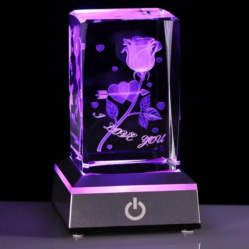 Movdyka - Rosa grabada en 3D para regalos de aniversario, de cumpleaños, para novia, esposa, mamá, lindos, Navidad, día de San Valentín, regalo con