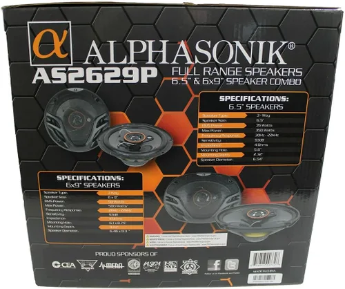 Miniatura 4 de Par de altavoces Alphasonik AS2629P de 6.5" 350W máx. de 3 vías más altavoces coaxiales de 6x9" 500W máx. de 3 vías para audio de coche o camión