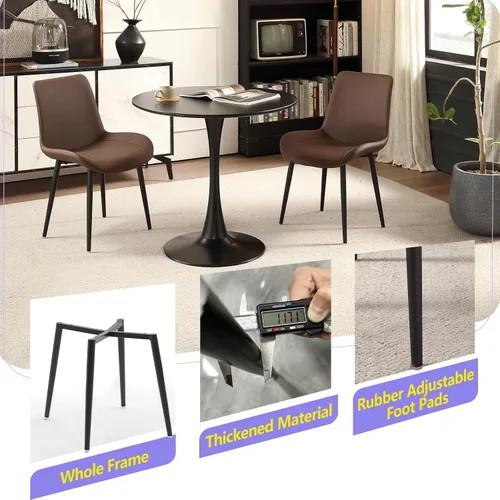 Miniatura 6 de seonyou Juego de 2 sillas de comedor tapizadas de piel sintética de mediados de siglo, cómodas sillas de comedor con marco de metal