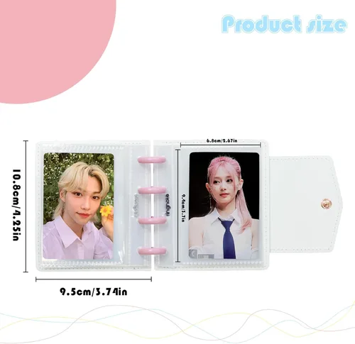 Miniatura 4 de Carpeta para tarjetas fotográficas de 3 pulgadas, álbum de fotos desmontable, mini libro de fotos con 20 bolsillos para 40 tarjetas (rosa)