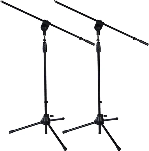 LyxPro Soporte para micrófono, brazo inclinable, giratorio, podio o estudio, resistente, duradero y plegable, altura de 38.5 a 66 pulgadas, extiende