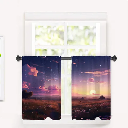Miniatura 154 de Cortinas opacas de poliéster multicapa para cafetería, con diseño de diamantes, 2 unidades, 26 x 24 pulgadas