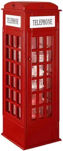 Miniatura 8 de Estantería de madera de 5 niveles con forma de cabina telefónica, bonita estantería de pie para niños y adultos, estante de almacenamiento de madera