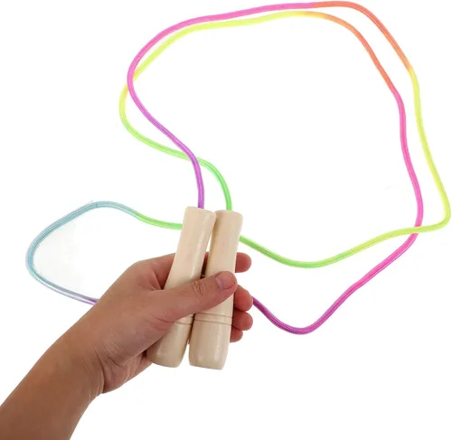 Miniatura 3 de Adjustable Jump Rope with Wooden Handles Lightweight Skipping Rope for Fitness Workout Indoor Outdoor Use Suitable for Preschool and Elementary