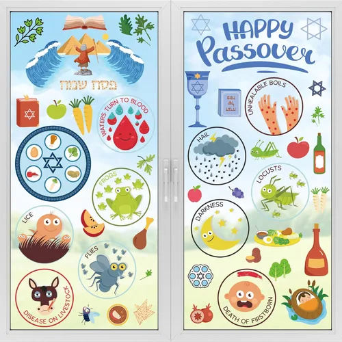 Miniatura 10 de 77 calcomanías para ventana del Día del Padre, 9 hojas de decoración azul para el Día del Padre, calcomanías de doble cara para ventanas de vidrio