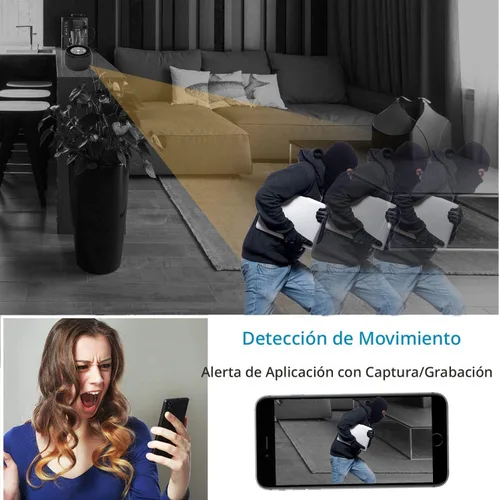 Miniatura 4 de Cámara inalámbrica WiFi de seguridad mini, Real 1080P Full HD con visión nocturna y detección de movimiento, grabación, 2-EN-1 Monitoreo en tiempo