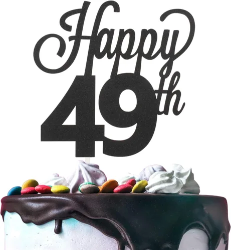 Miniatura 55 de LINGTEER - Decoración para pastel con texto "Happy Birthday 100", color negro