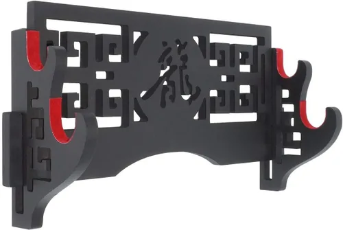 Miniatura 7 de Soporte de pared para espada de 2 niveles, soporte de exhibición Samurai con patrón hueco para Katana, Wakizashi y espadas estándar