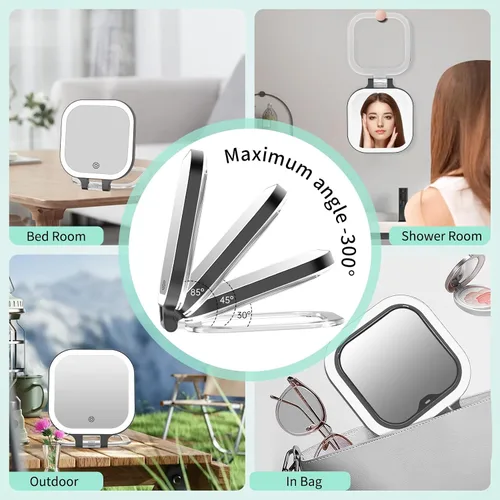 Miniatura 7 de FASCINATE Espejo de maquillaje de viaje recargable con aumento de 30X, espejo de tocador portátil iluminado de 7 pulgadas con iluminación de 3