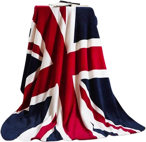 Manta de franela suave y gruesa con bandera británica de Union Jack, de 59 x 79 pulgadas, manta grande de vellón coral esponjoso para el hogar,
