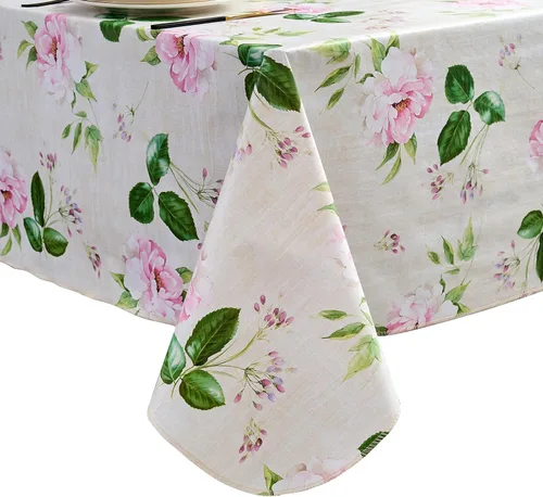 Miniatura 33 de LIBERECOO Mantel de vinilo resistente con reverso de franela, mantel de plástico impermeable a prueba de aceite, resistente a las manchas, lavable