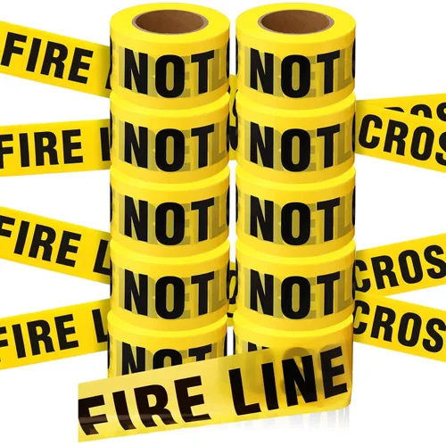 Miniatura 7 de Yeaqee 10 rollos de cinta de construcción de 3 pulgadas x 1000 pies, impermeable, advertencia de seguridad, rollo de cinta de precaución de Amarillo
