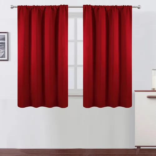 Miniatura 21 de LEMOMO Cortinas opacas negras para cocina, 42 x 45 pulgadas, juego de 2 paneles de cortinas opacas con bolsillo para cortinero para ventana pequeña