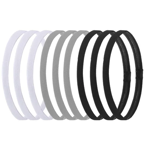 Miniatura 7 de Hexchasty 9 diademas elásticas delgadas para mujeres, diademas elásticas delgadas, bandas deportivas para el cabello para mujeres, hombres, niñas