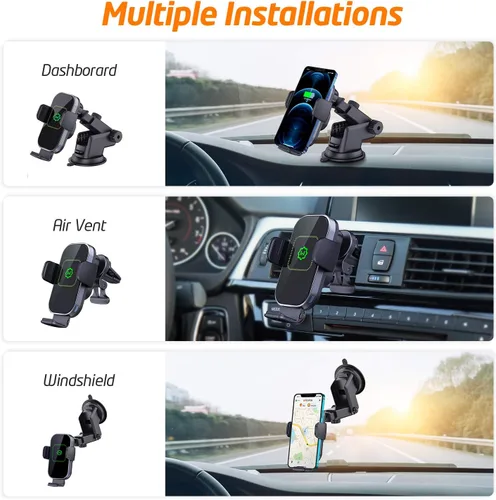 Miniatura 4 de Cargador inalámbrico para automóvil, (nueva versión de brazos automáticos), cargador inalámbrico rápido para automóvil, soporte de teléfono