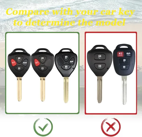 Miniatura 2 de WJS Funda para Llavero, Protector de Cáscara de Llave de Coche Compatible con Toyota Avalon Camry Corolla Venza Scion Pontiac 2006-2014 (Negro)
