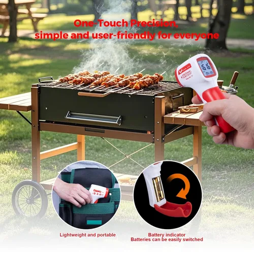 Miniatura 8 de Termómetro infrarrojo para carne, pistola de temperatura láser, -58 ~ 1112 °F, pistola de temperatura IR digital DS 12:1 con emisividad ajustable