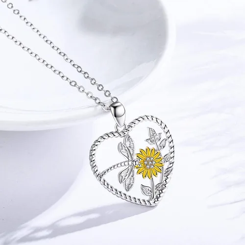 Miniatura 2 de CHENGHONG Collares de girasol de plata de ley 925, collar con colgante de girasol You Are My Sunshine, regalos de joyería para mujeres y hombres