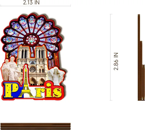 Miniatura 3 de Imán de madera de Francia París 3D para nevera, recuerdos coleccionables, decoración hecha a mano, artesanías 2