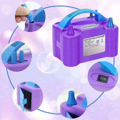 Miniatura 3 de Growsun Bomba Eléctrica de Globos Inflador de Aire Portátil Automático de Doble Boquilla Soplador de Globos 110V 600W para Cumpleaños Baby Shower