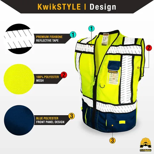 Miniatura 2 de KwikSafety - Chaleco de seguridad SHERIFF & SPECIALIST [Bolsillos de uso múltiple] Chaleco reflectante Clase 2 ANSI OSHA para hombres