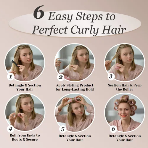 Miniatura 6 de 18 rodillos térmicos para el cabello, rizadores térmicos de cerámica para volumen de cabello largo, rulos de autoagarre jumbo para mujeres (rosa)