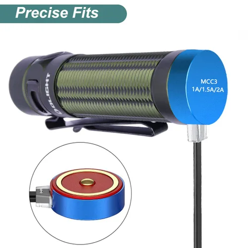 Miniatura 3 de Kissmart Cargador MCC 3 para Olight Odin/Odin Mini/PL-Pro/Baton3/Warrior Mini2/Perun 2/Seeker 3 Pro/Warrior 3s/Baldr Pro R Cable de carga USB