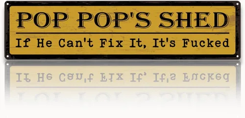 Miniatura 13 de Metal Fathers Day Gift, Retro Metal Tin Sign, Man Cave Decor, Papa's Garage, If He Can't Fix It We're Screwed, Garage Workshop Decor, Gift for Papa
