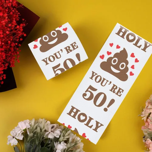 Miniatura 6 de Papel higiénico de 50 cumpleaños para hombres y mujeres, divertido regalo de broma de 50 cumpleaños, papel higiénico novedoso, regalo