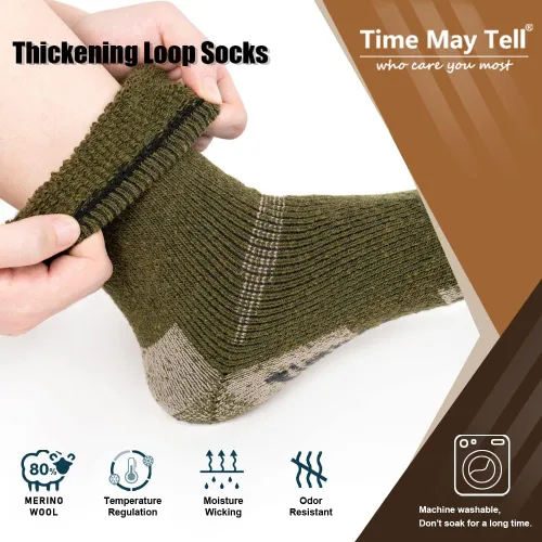 Miniatura 6 de Time May Tell - Calcetines de lana merino para hombre con amortiguación para senderismo al aire libre, paquete de 3