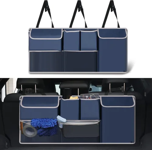 Miniatura 9 de UYYE Organizador Colgante para Maletero, Bolsa para Asiento Trasero, Accesorios para Interior de Automóvil con 4 Bolsillos y 2 Bolsas de Malla