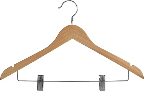 Miniatura 9 de Proman Products KSC9041 Kascade - Perchas de madera, paquete de 50 unidades, diseño único de anillo, para pantalones que ahorran espacio, con barra