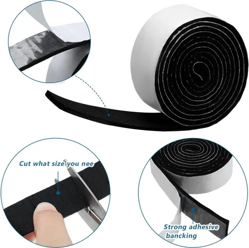 Miniatura 3 de Shappy Paquete de 2 tiras de fieltro con parte trasera adhesiva, rollo de cinta de fieltro, antideslizantes, autoadhesivas, cortables para muebles