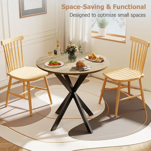 Miniatura 4 de Zevemomo Mesa de comedor redonda, mesa de comedor pequeña de 31.5 pulgadas para 2-4, mesa de cocina redonda con patas negras de metal, mesa