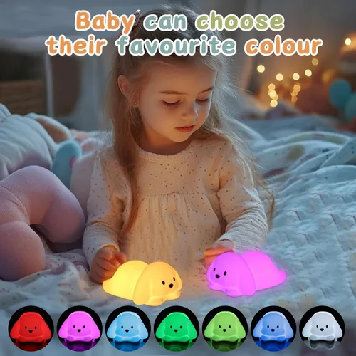 Miniatura 2 de ZKLiLi Lámpara nocturna para niños, lámpara de 16 colores linda, luces nocturnas regulables para bebé, luz nocturna recargable de silicona