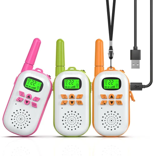 Miniatura 22 de Inspireyes Walkie Talkies para niños recargables, juguetes para niños y niñas de 3 a 12 años, paquete de 2 radios bidireccionales de largo alcance