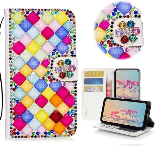 Miniatura 7 de Bling Wallet - Funda de piel compatible con iPhone 11, elegante, hecha a mano en 3D, diseño de mariposa, rosas, flores y diamantes de imitación