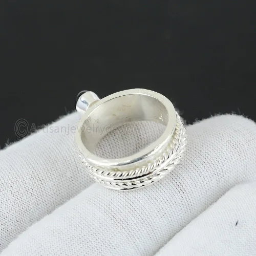 Miniatura 3 de Black Onyx Spinner Ring, Handmade Onyx Ring, Meditation Ring Women, Worry Silver Ring, 925 Silver Ring, Fidget Onyx Ring, Gemstone Spinner Ring