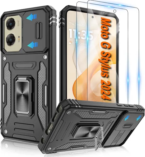 Miniatura 98 de Atump Funda para Motorola Moto G Play 2024 (4G) con [paquete de 2] protector de pantalla HD y cubierta para cámara deslizante, soporte de anillo