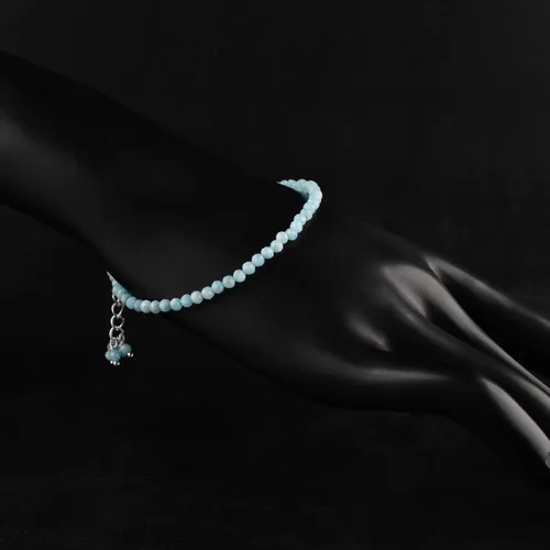 Miniatura 44 de Natural Gemstone Micro Round Beads Dainty Choker Bangle Bracelet, Handmade Jewelry for Women, Healing Chakra Crystals Silver Plated Chain 8 inch