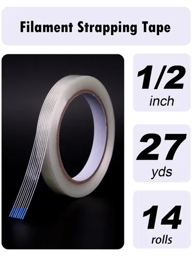 Miniatura 2 de Cinta de fleje de filamento mono de 1/2 pulgada, cinta de filamento reforzada resistente, embalaje reforzado de fibra de vidrio transparente