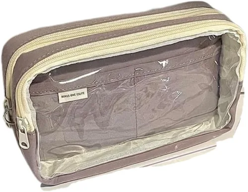 Miniatura 4 de Estuche estético transparente para lápices, bonito estuche grande para lápices, organizador estacionario (verde claro)
