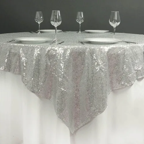 Miniatura 10 de Efavormart - Mantel cuadrado de lentejuelas de lujo de 72 x 72 pulgadas, mantel cuadrado champán para bodas, fiestas, eventos, banquetes