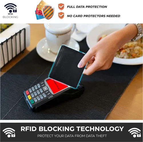 Miniatura 4 de Carteras RFID delgadas para hombres - Cartera de bolsillo frontal de piel genuina
