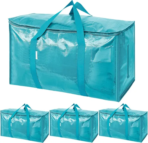 Miniatura 17 de TICONN Paquete de 2 bolsas de mudanza extra grandes resistentes con cremalleras y asas de transporte, bolsas de almacenamiento duraderas