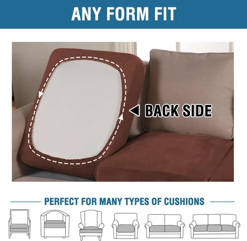 Miniatura 275 de H.VERSAILTEX Funda de cojín elástica de terciopelo para sofá, funda de cojín de felpa para silla, sofá biplaza o sofá, protector de muebles, cojín